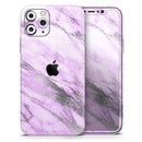 Purple Marble & Digital Silver Foil V10 2 - Protective Skin Wrap & Decal – Compatible with iPhone SE to iPhone 17 Pro Max (All Models)