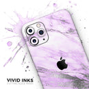 Purple Marble & Digital Silver Foil V10 2 - Protective Skin Wrap & Decal – Compatible with iPhone SE to iPhone 17 Pro Max (All Models)