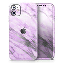 Purple Marble & Digital Silver Foil V10 2 - Protective Skin Wrap & Decal – Compatible with iPhone SE to iPhone 17 Pro Max (All Models)