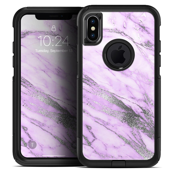 Purple Marble & Digital Silver Foil V10 - Skin Kit for the iPhone OtterBox Cases