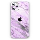 Purple Marble & Digital Silver Foil V10 - Protective Skin Wrap & Decal – Compatible with iPhone SE to iPhone 17 Pro Max (All Models)