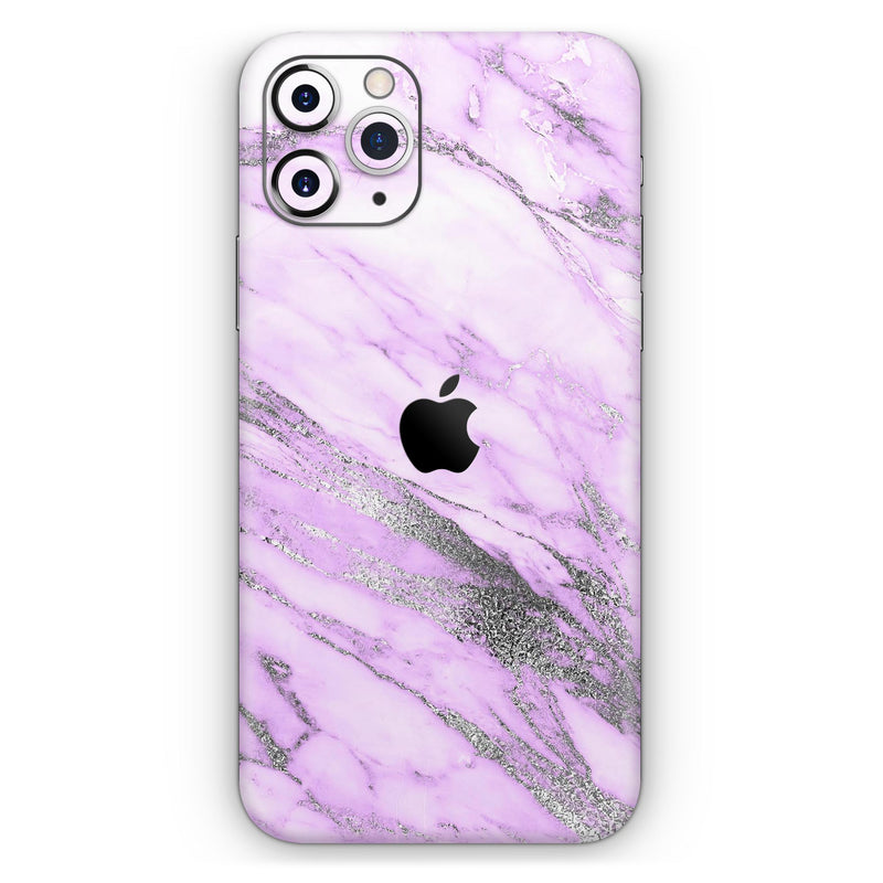 Purple Marble & Digital Silver Foil V10 - Protective Skin Wrap & Decal – Compatible with iPhone SE to iPhone 17 Pro Max (All Models)