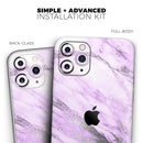 Purple Marble & Digital Silver Foil V10 - Protective Skin Wrap & Decal – Compatible with iPhone SE to iPhone 17 Pro Max (All Models)
