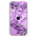 Purple Marble & Digital Silver Foil V1 - Protective Skin Wrap & Decal – Compatible with iPhone SE to iPhone 17 Pro Max (All Models)