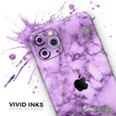 Purple Marble & Digital Silver Foil V1 - Protective Skin Wrap & Decal – Compatible with iPhone SE to iPhone 17 Pro Max (All Models)