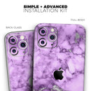 Purple Marble & Digital Silver Foil V1 - Protective Skin Wrap & Decal – Compatible with iPhone SE to iPhone 17 Pro Max (All Models)