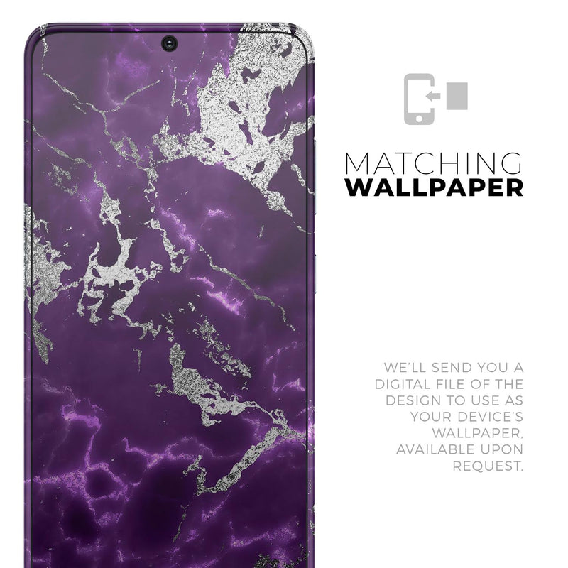 Purple Marble & Digital Silver Foil V2 2 - Skin-Kit for the Samsung Galaxy S-Series S20, S20 Plus, S20 Ultra , S10 & others (All Galaxy Devices Available)
