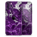 Purple Marble & Digital Silver Foil V2 2 - Protective Skin Wrap & Decal – Compatible with iPhone SE to iPhone 17 Pro Max (All Models)