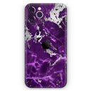 Purple Marble & Digital Silver Foil V2 2 - Protective Skin Wrap & Decal – Compatible with iPhone SE to iPhone 17 Pro Max (All Models)