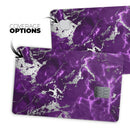 Purple Marble & Digital Silver Foil V2 - Premium Protective Decal Skin-Kit for the Apple Credit Card