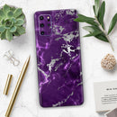 Purple Marble & Digital Silver Foil V2 - Premium Vinyl Skin Decal for Samsung Galaxy S25 Ultra, S24, S23, S22 & All Galaxy S Models