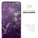 Purple Marble & Digital Silver Foil V2 - Premium Vinyl Skin Decal for Samsung Galaxy S25 Ultra, S24, S23, S22 & All Galaxy S Models