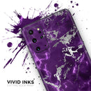 Purple Marble & Digital Silver Foil V2 - Premium Vinyl Skin Decal for Samsung Galaxy S25 Ultra, S24, S23, S22 & All Galaxy S Models
