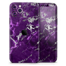 Purple Marble & Digital Silver Foil V2 - Protective Skin Wrap & Decal – Compatible with iPhone SE to iPhone 17 Pro Max (All Models)