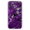 Purple Marble & Digital Silver Foil V2 - Protective Skin Wrap & Decal – Compatible with iPhone SE to iPhone 17 Pro Max (All Models)