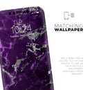 Purple Marble & Digital Silver Foil V2 - Protective Skin Wrap & Decal – Compatible with iPhone SE to iPhone 17 Pro Max (All Models)