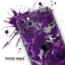 Purple Marble & Digital Silver Foil V2 - Protective Skin Wrap & Decal – Compatible with iPhone SE to iPhone 17 Pro Max (All Models)