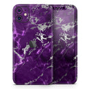 Purple Marble & Digital Silver Foil V2 - Protective Skin Wrap & Decal – Compatible with iPhone SE to iPhone 17 Pro Max (All Models)