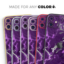 Purple Marble & Digital Silver Foil V2 - Protective Skin Wrap & Decal – Compatible with iPhone SE to iPhone 17 Pro Max (All Models)