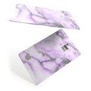 Purple Marble & Digital Silver Foil V3 - Premium Protective Decal Skin-Kit for the Apple Credit Card