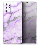 Purple Marble & Digital Silver Foil V3 - Premium Vinyl Skin Decal for Samsung Galaxy S25 Ultra, S24, S23, S22 & All Galaxy S Models