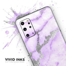 Purple Marble & Digital Silver Foil V3 - Premium Vinyl Skin Decal for Samsung Galaxy S25 Ultra, S24, S23, S22 & All Galaxy S Models