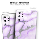 Purple Marble & Digital Silver Foil V3 - Premium Vinyl Skin Decal for Samsung Galaxy S25 Ultra, S24, S23, S22 & All Galaxy S Models