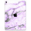 Purple Marble & Digital Silver Foil V3 - Full Body Skin Decal for the Apple iPad Pro 12.9", 11", 10.5", 9.7", Air or Mini (All Models Available)