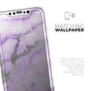 Purple Marble & Digital Silver Foil V3 - Protective Skin Wrap & Decal – Compatible with iPhone SE to iPhone 17 Pro Max (All Models)