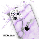 Purple Marble & Digital Silver Foil V3 - Protective Skin Wrap & Decal – Compatible with iPhone SE to iPhone 17 Pro Max (All Models)