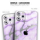 Purple Marble & Digital Silver Foil V3 - Protective Skin Wrap & Decal – Compatible with iPhone SE to iPhone 17 Pro Max (All Models)