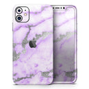 Purple Marble & Digital Silver Foil V3 - Protective Skin Wrap & Decal – Compatible with iPhone SE to iPhone 17 Pro Max (All Models)
