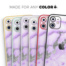 Purple Marble & Digital Silver Foil V3 - Protective Skin Wrap & Decal – Compatible with iPhone SE to iPhone 17 Pro Max (All Models)
