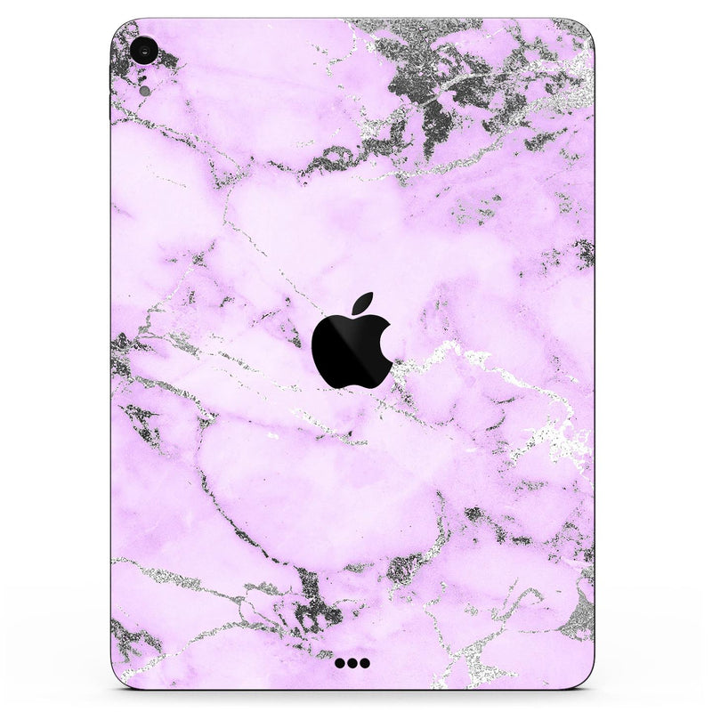 Purple Marble & Digital Silver Foil V4 - Full Body Skin Decal for the Apple iPad Pro 12.9", 11", 10.5", 9.7", Air or Mini (All Models Available)