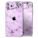 Purple Marble & Digital Silver Foil V4 - Protective Skin Wrap & Decal – Compatible with iPhone SE to iPhone 17 Pro Max (All Models)