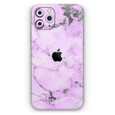 Purple Marble & Digital Silver Foil V4 - Protective Skin Wrap & Decal – Compatible with iPhone SE to iPhone 17 Pro Max (All Models)