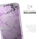 Purple Marble & Digital Silver Foil V4 - Protective Skin Wrap & Decal – Compatible with iPhone SE to iPhone 17 Pro Max (All Models)