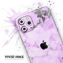 Purple Marble & Digital Silver Foil V4 - Protective Skin Wrap & Decal – Compatible with iPhone SE to iPhone 17 Pro Max (All Models)