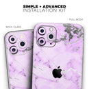 Purple Marble & Digital Silver Foil V4 - Protective Skin Wrap & Decal – Compatible with iPhone SE to iPhone 17 Pro Max (All Models)
