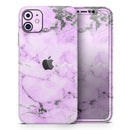 Purple Marble & Digital Silver Foil V4 - Protective Skin Wrap & Decal – Compatible with iPhone SE to iPhone 17 Pro Max (All Models)