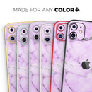 Purple Marble & Digital Silver Foil V4 - Protective Skin Wrap & Decal – Compatible with iPhone SE to iPhone 17 Pro Max (All Models)