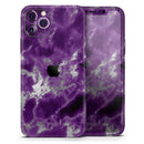 Purple Marble & Digital Silver Foil V5 - Protective Skin Wrap & Decal – Compatible with iPhone SE to iPhone 17 Pro Max (All Models)