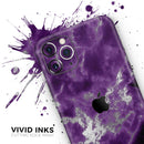 Purple Marble & Digital Silver Foil V5 - Protective Skin Wrap & Decal – Compatible with iPhone SE to iPhone 17 Pro Max (All Models)