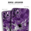 Purple Marble & Digital Silver Foil V5 - Protective Skin Wrap & Decal – Compatible with iPhone SE to iPhone 17 Pro Max (All Models)