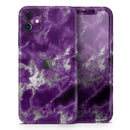 Purple Marble & Digital Silver Foil V5 - Protective Skin Wrap & Decal – Compatible with iPhone SE to iPhone 17 Pro Max (All Models)