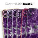 Purple Marble & Digital Silver Foil V5 - Protective Skin Wrap & Decal – Compatible with iPhone SE to iPhone 17 Pro Max (All Models)