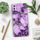 Purple Marble & Digital Silver Foil V6 - Premium Vinyl Skin Decal for Samsung Galaxy S25 Ultra, S24, S23, S22 & All Galaxy S Models