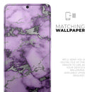 Purple Marble & Digital Silver Foil V6 - Premium Vinyl Skin Decal for Samsung Galaxy S25 Ultra, S24, S23, S22 & All Galaxy S Models