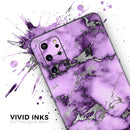 Purple Marble & Digital Silver Foil V6 - Premium Vinyl Skin Decal for Samsung Galaxy S25 Ultra, S24, S23, S22 & All Galaxy S Models
