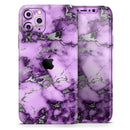 Purple Marble & Digital Silver Foil V6 - Protective Skin Wrap & Decal – Compatible with iPhone SE to iPhone 17 Pro Max (All Models)